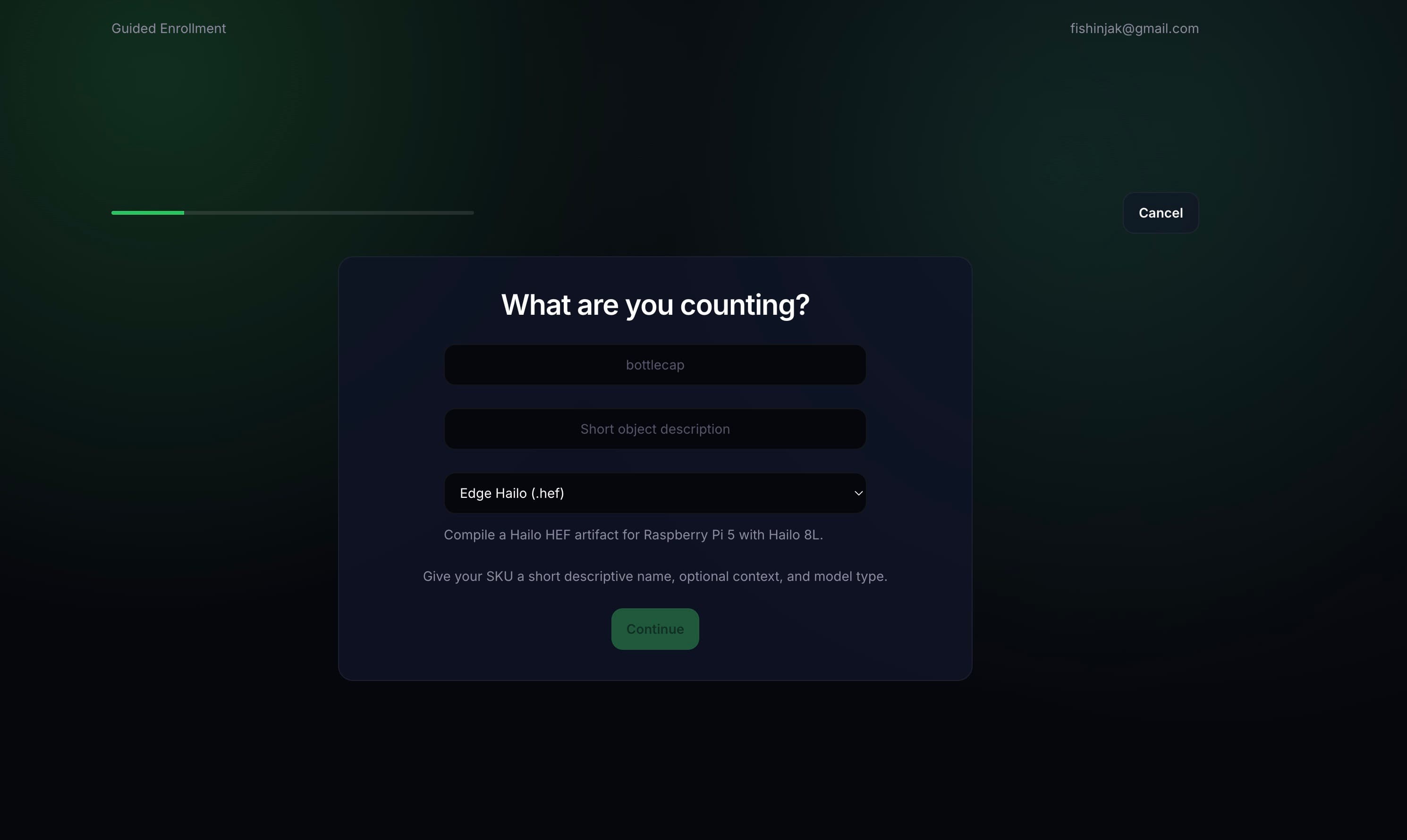 SKU onboarding and guided customer workflow supporting image